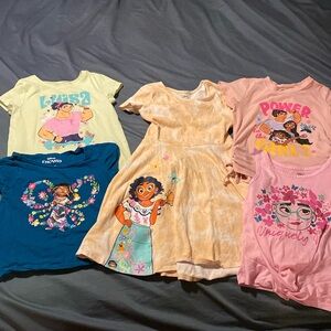 Disney Encanto Girl’s size 6/6X lot - 4 shirts and a dress